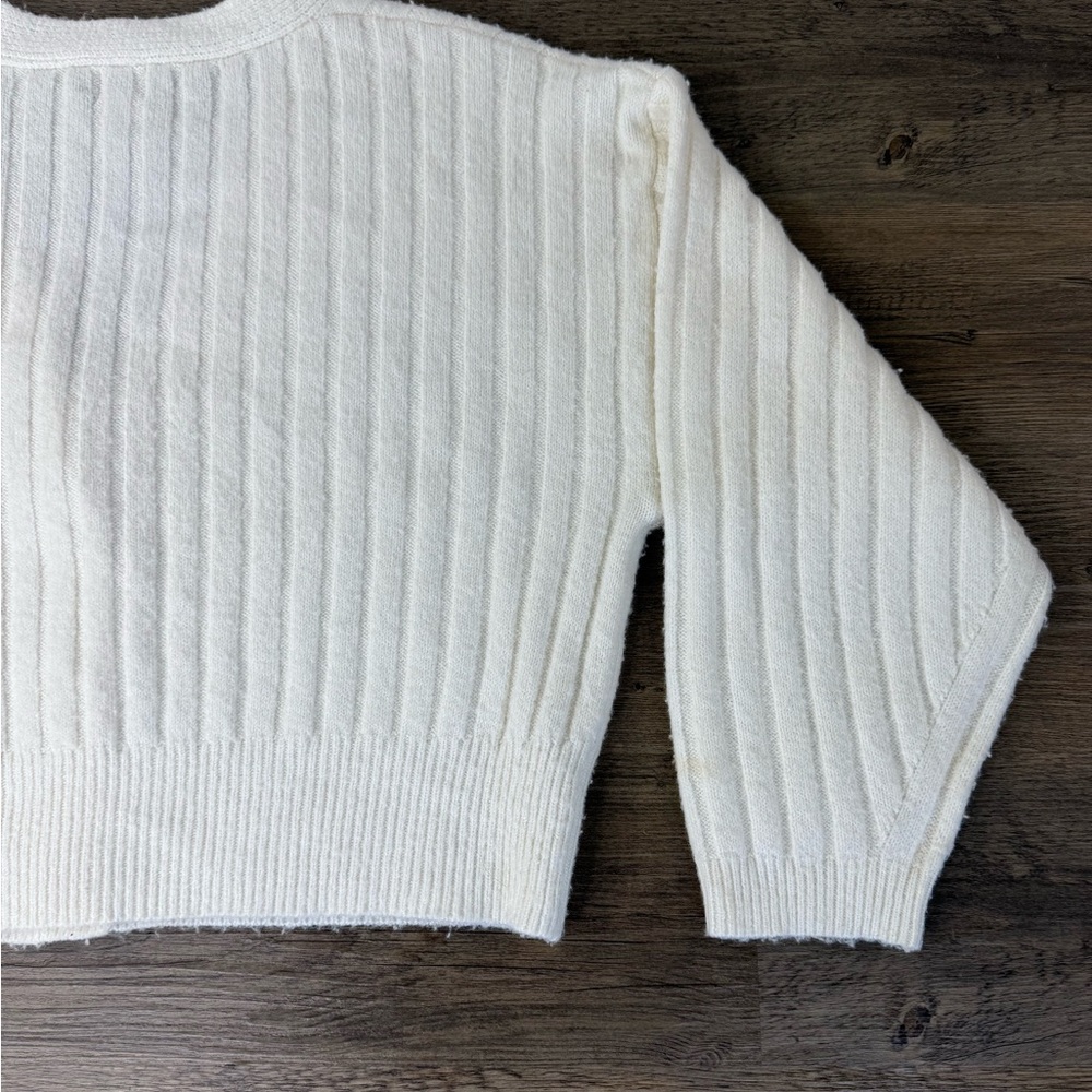a new day Women’s Cream V Neck Button-Up Cardigan, slightly cropped, oversized S - Picture 9 of 9
